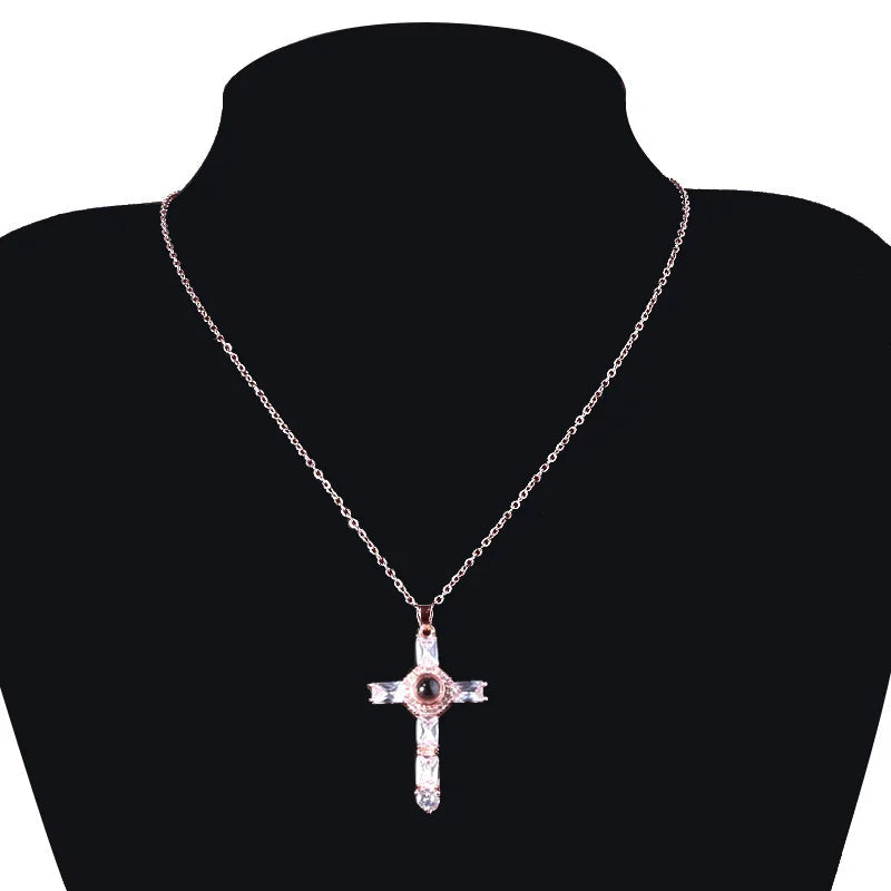 Fashion Cross Crystal Pendants Necklaces FaithVerse