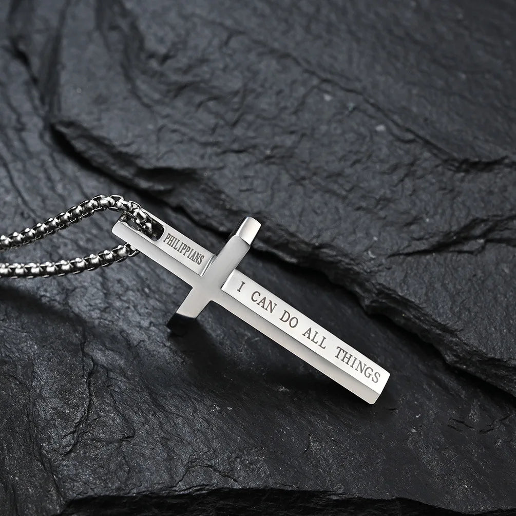 Philippians 4:13 “I Can Do All Things” Cross Pendant Necklace