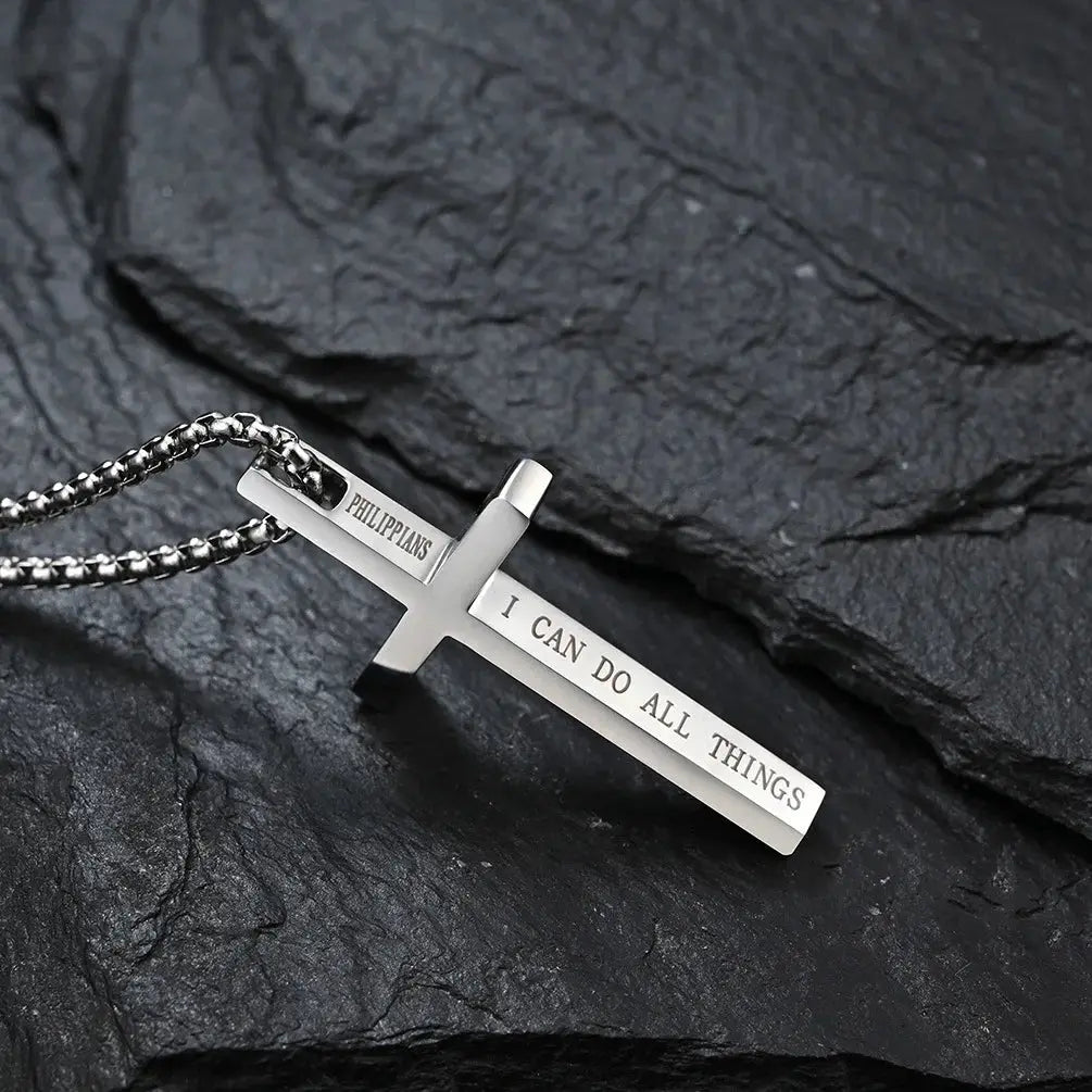Philippians 4:13 “I Can Do All Things” Cross Pendant Necklace FaithVerse