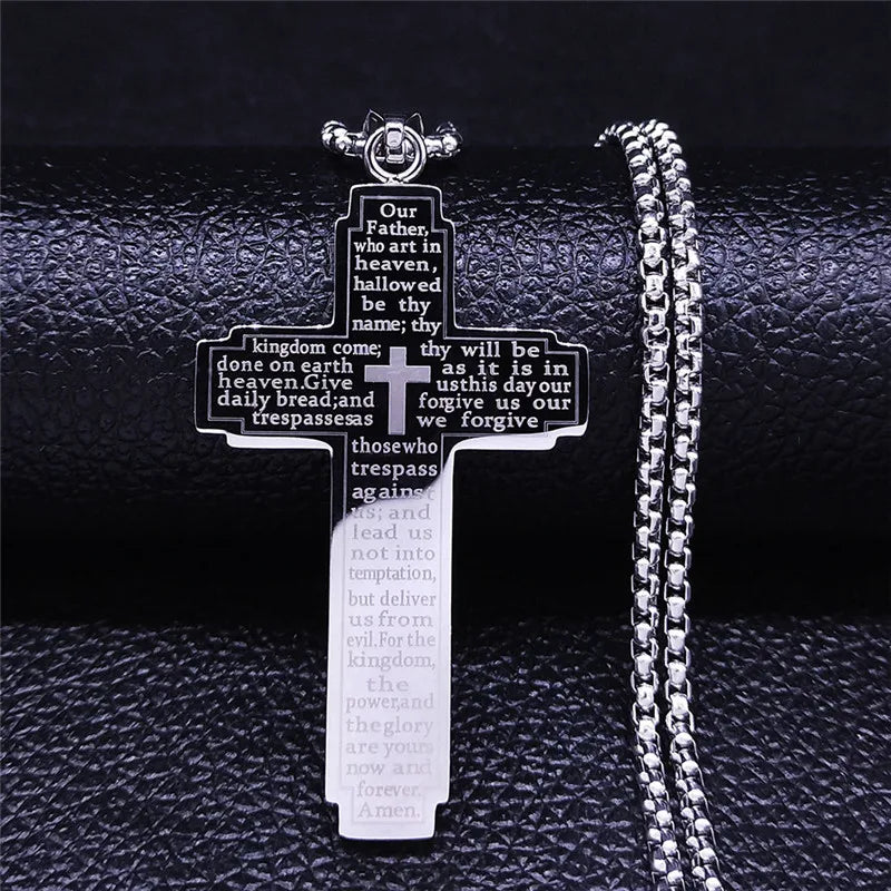 Bible Verse Cross Pendant Necklace