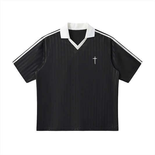 Contrast Collar Striped Soccer Jersey ODMPOD