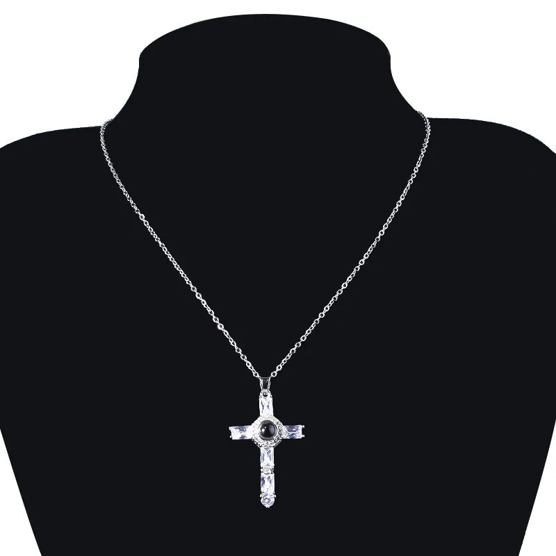 Fashion Cross Crystal Pendants Necklaces
