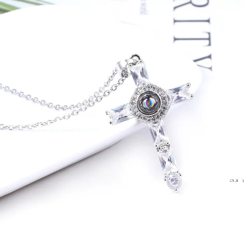 Fashion Cross Crystal Pendants Necklaces