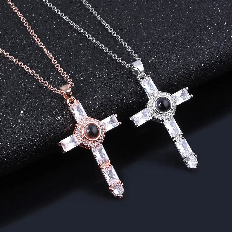 Fashion Cross Crystal Pendants Necklaces