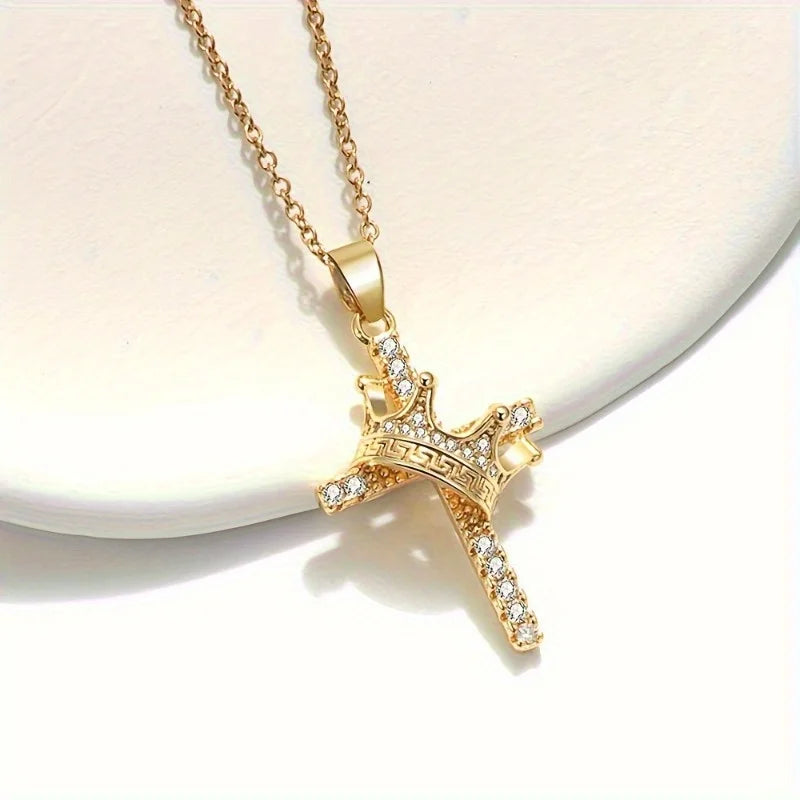 Classic Crown Cross Pendant for Women