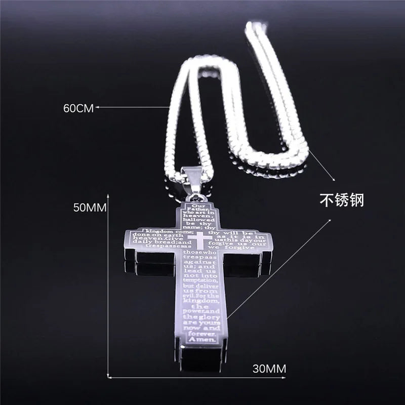 Bible Verse Cross Pendant Necklace