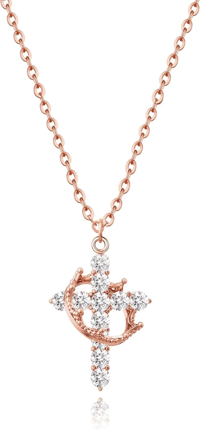 Cross Necklace for women-Dainty 14k Gold Plated/Silver Plated Pendant Simple Cross Pendant Necklace Cute Tiny Jewelry for Women FaithVerse