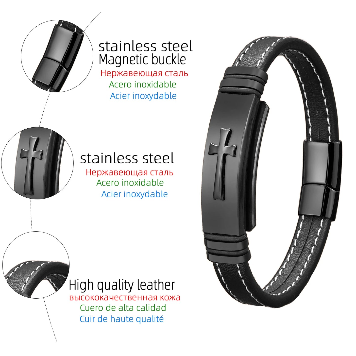 Cross Leather Bracelet