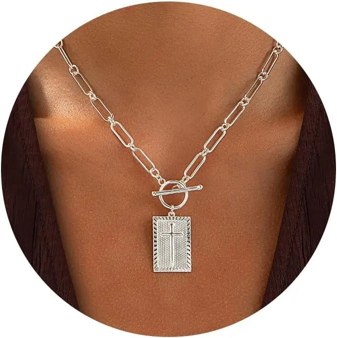 14K Gold Cross Pendant Necklace for Women