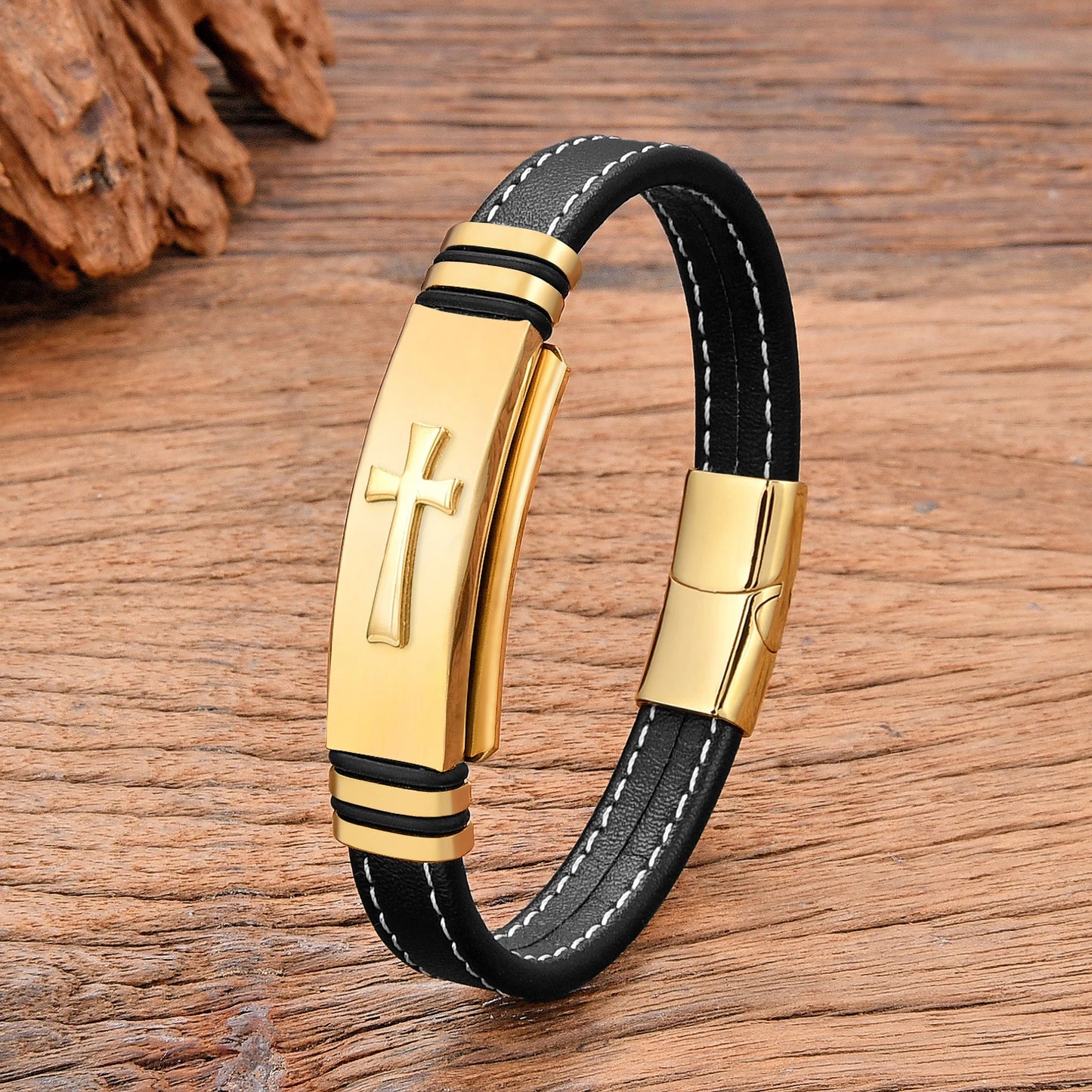 Cross Leather Bracelet