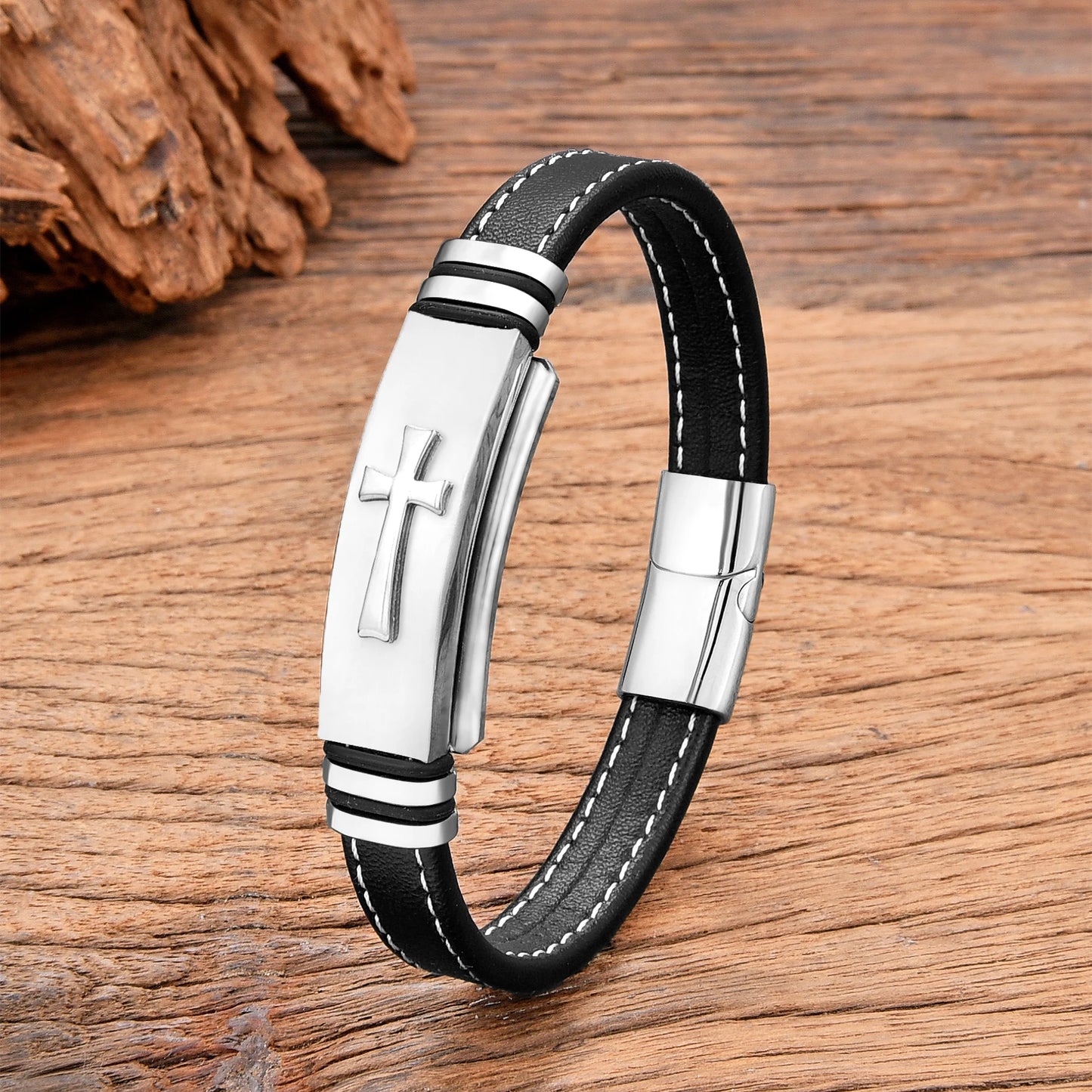 Cross Leather Bracelet