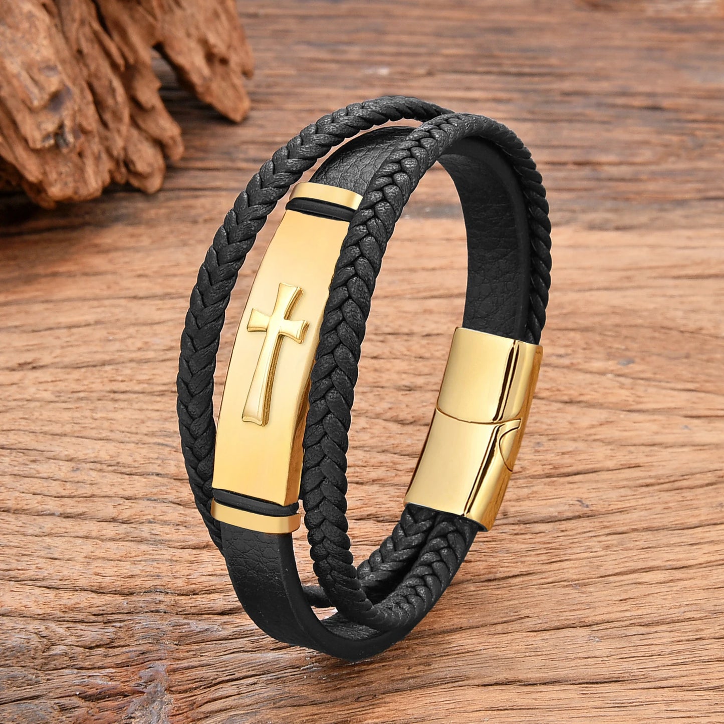 Cross Leather Bracelet