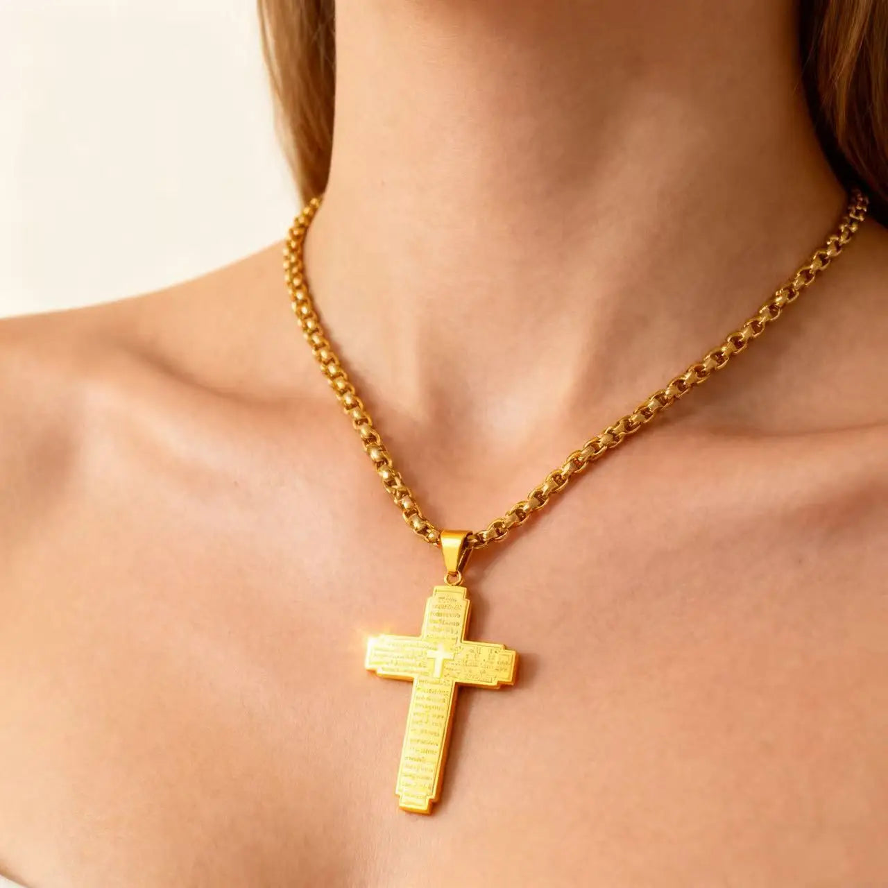 Bible Verse Cross Pendant Necklace