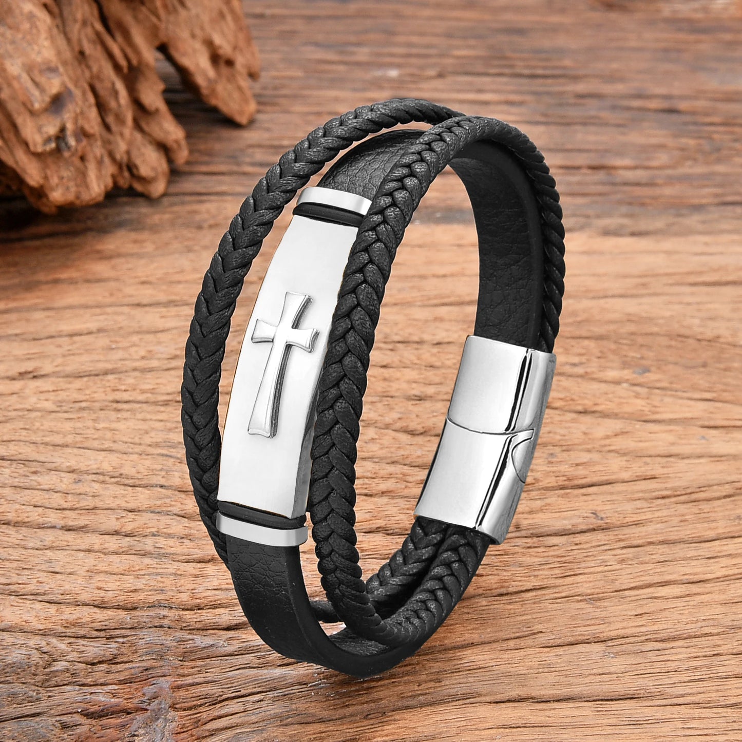 Cross Leather Bracelet