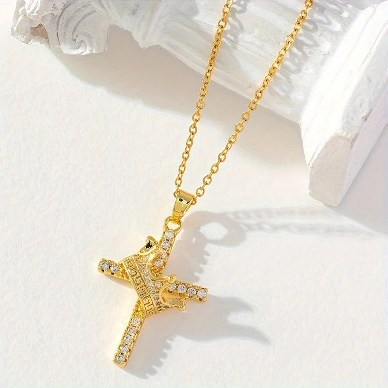Classic Crown Cross Pendant for Women