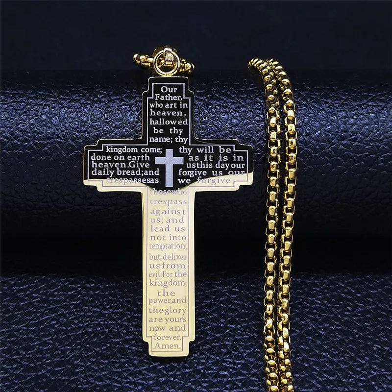 Bible Verse Cross Pendant Necklace