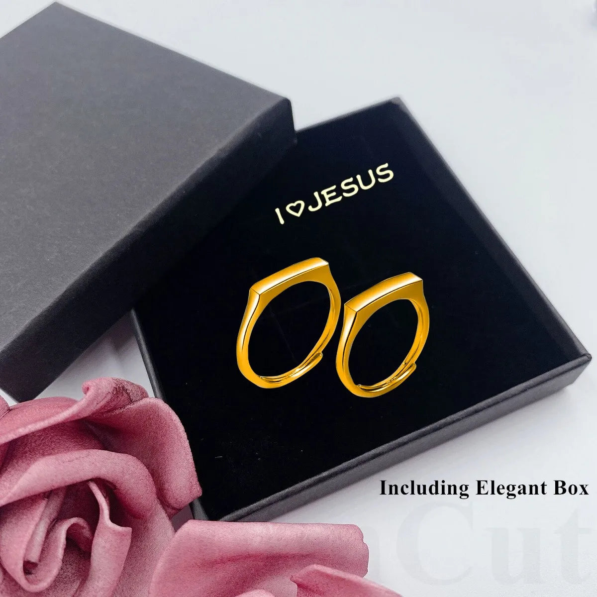 New I Love Jesus 925 Sterling Silver Jewelry Projection Adjustable Ring Reflecting Ring for Couple Meaningful Gift FaithVerse