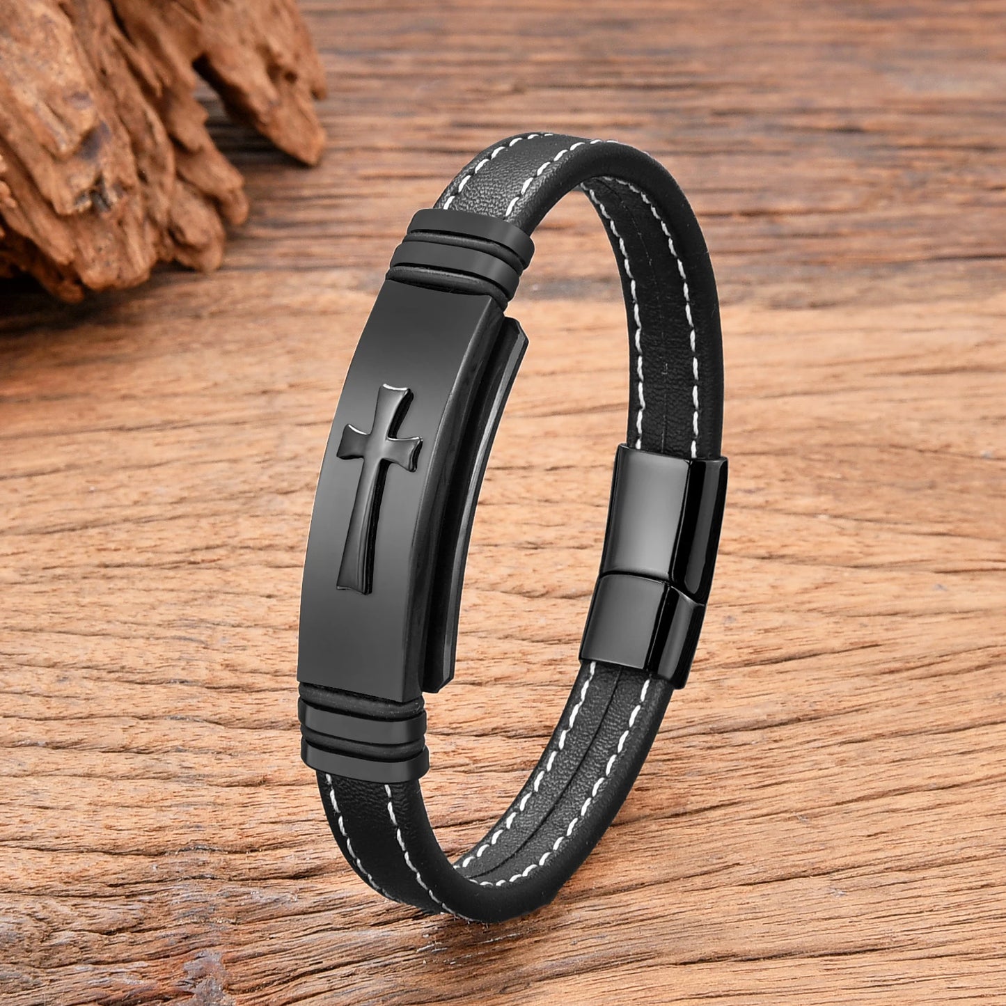 Cross Leather Bracelet