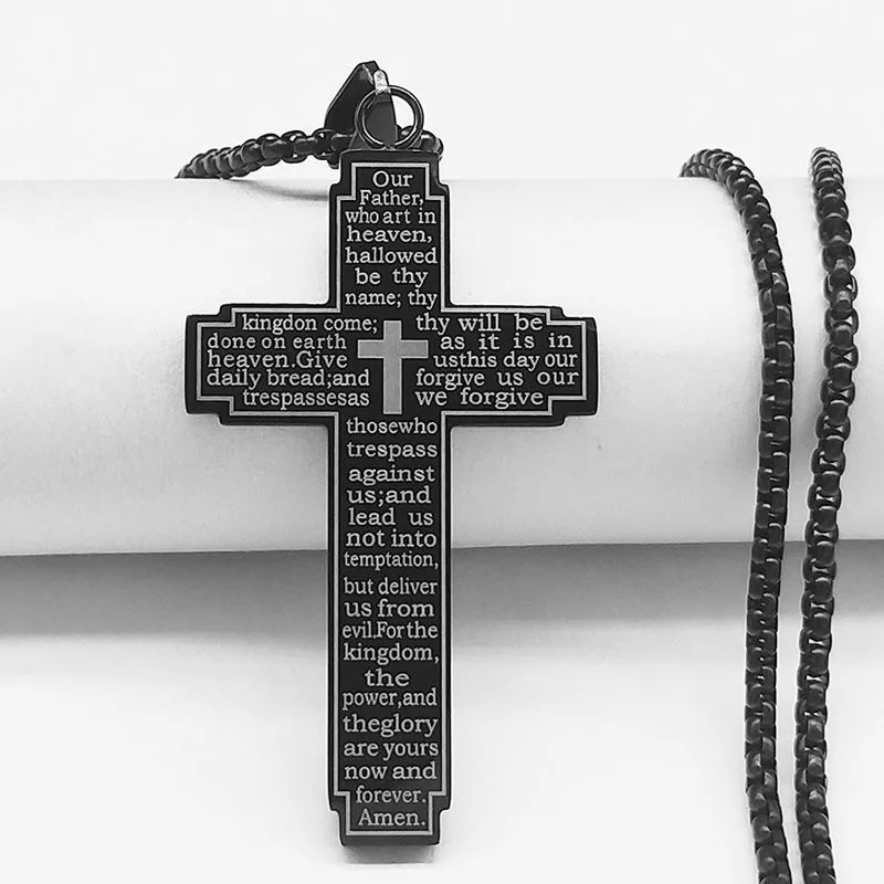 Bible Verse Cross Pendant Necklace